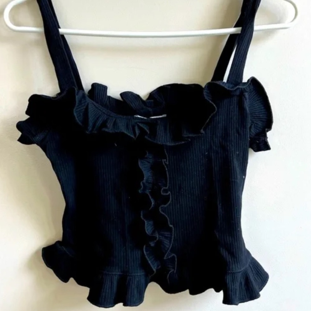 Reformation Black Ruffle Tank Top - Picture 3 of 3